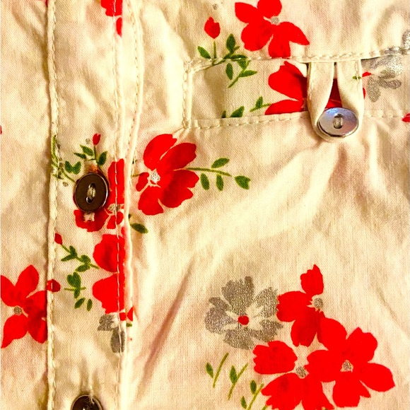 Carter’s Size 12 month red elastic waist pants and Floral Shirt EUC - Picture 2 of 9